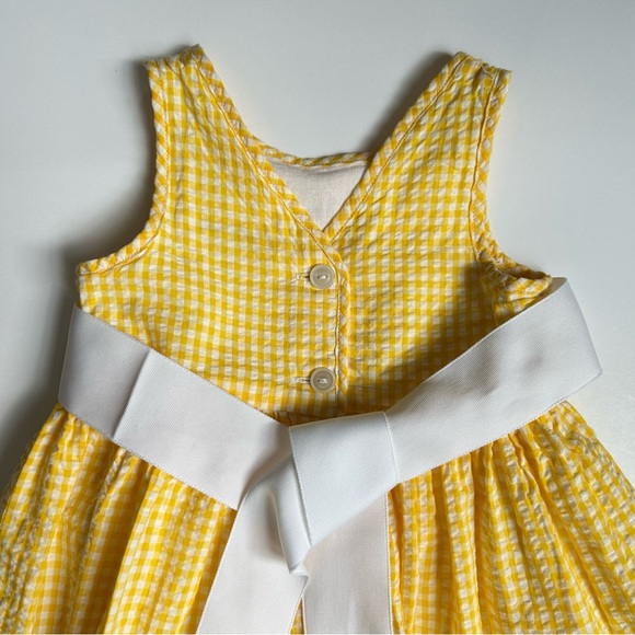 Ralph Lauren Yellow and White Gingham Seersucker Dress and Bloomer, Size 12M - Picture 7 of 12
